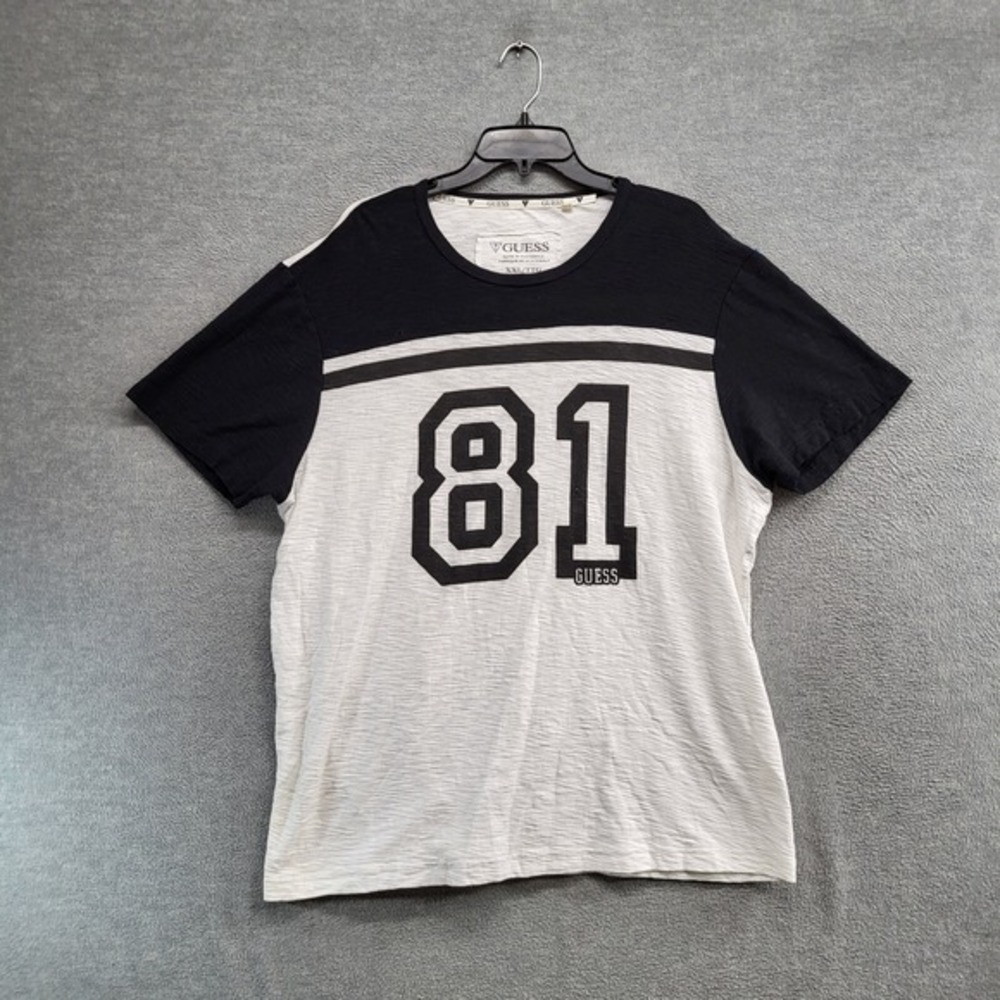 Guess Men Shirt 2XL White Colorblock Logo Los Angelss Giambi 81‎ Jersey Tee